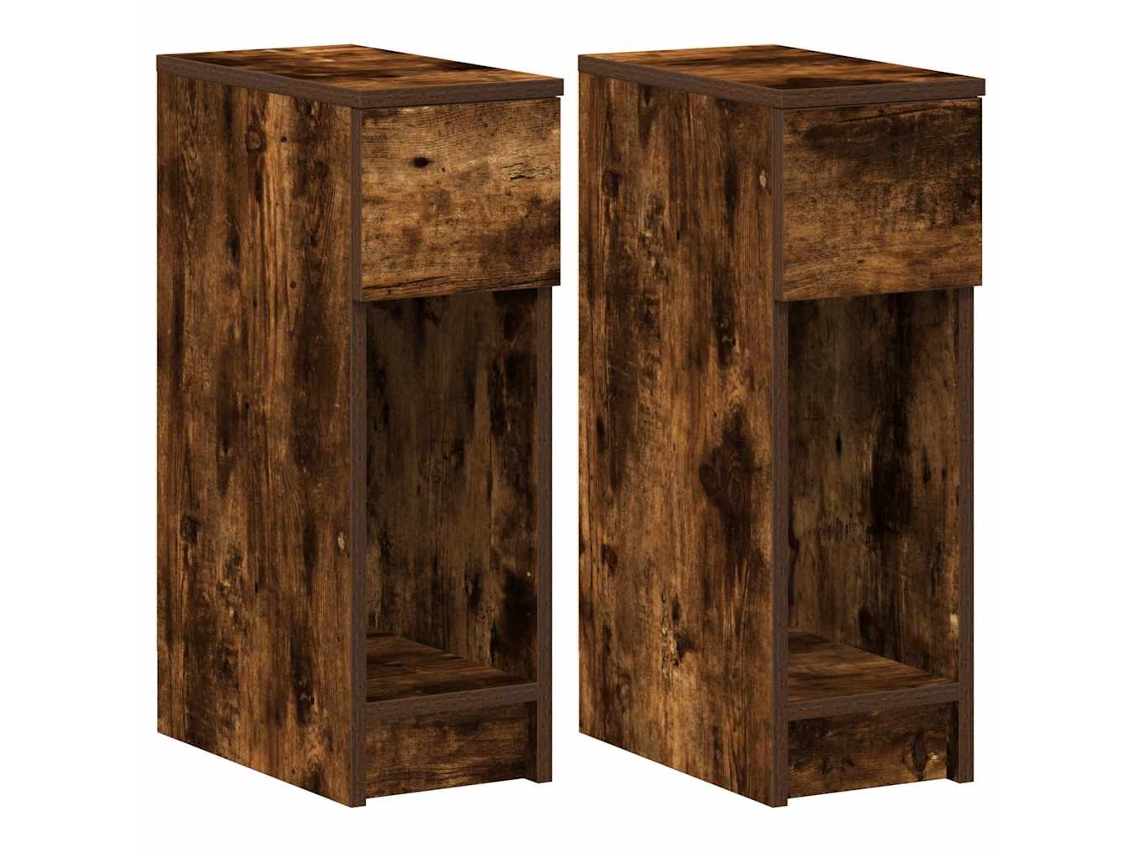 Maison Exclusive - Mesillas De Noche Con Cajón 2 Uds Roble Ahumado 20x36x60 Cm