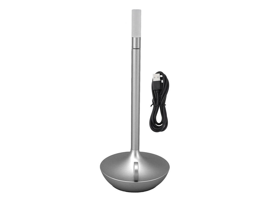 2026-lámpara De Mesa Inalámbrica Led Recargable Con Forma De Vela, 3 Niveles De Brillo Ajustable, Plata