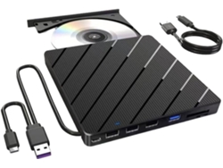 Unidad Externa De Cd/dvd Para Portátil, Usb 7 En 1, Ultradelgada, Grabadora De Discos