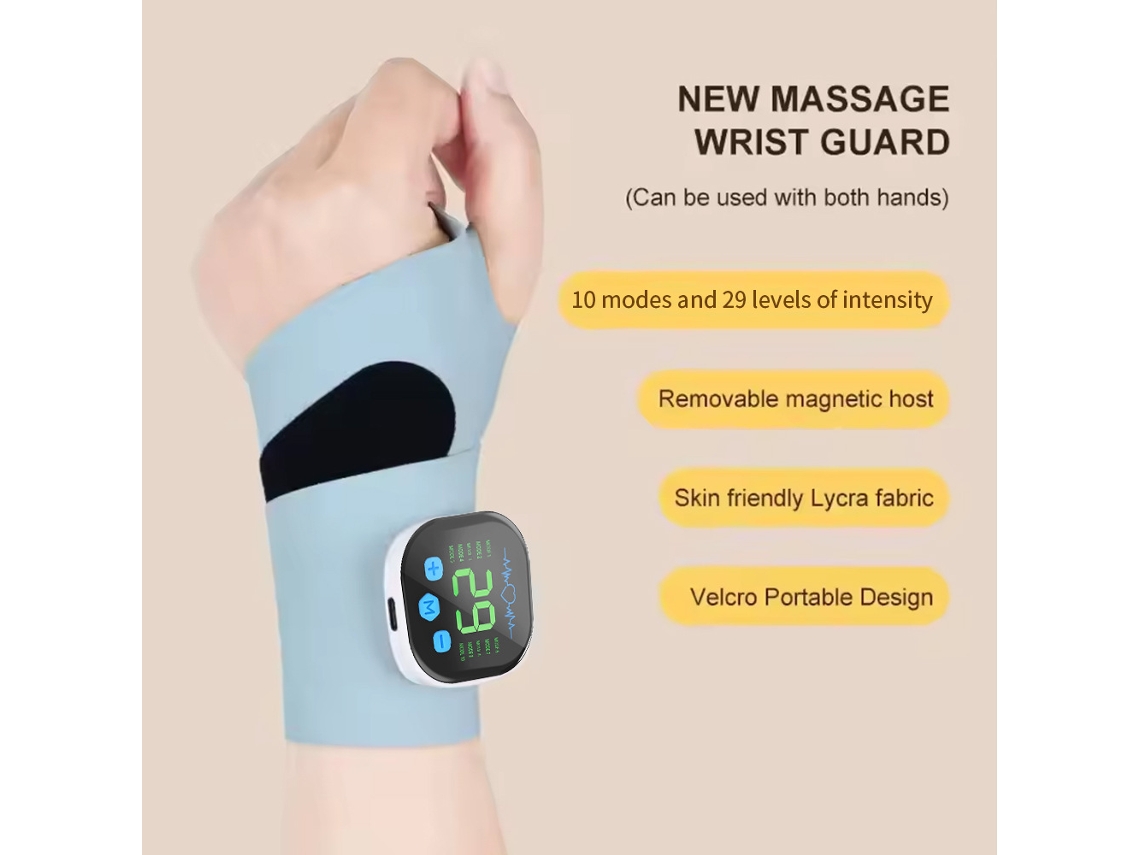 Masajeador Eléctrico Inalámbrico De Mano Y Muñeca Ems, 10 Modos De Vibración Para Aliviar La Fatiga Muscular De La Mano (azul) Eifson