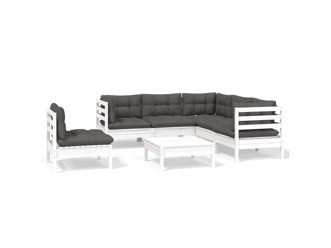 Maison Exclusive - Muebles De Jardín 6 Pzas Con Cojines Blanco Madera De Pino