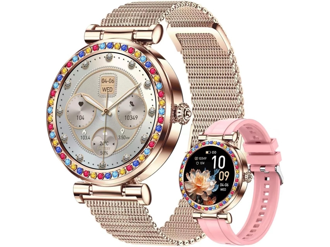 Reloj Inteligente para Mujer Responder/Hacer Llamadas Fitness 5ATM Impermeable con Frecuencia Cardíaca/Spo2/Presión Arterial Bluet YEMAESRE