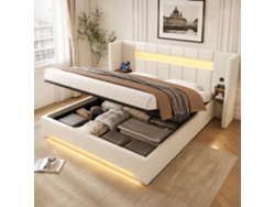 Cama Multifuncional De Terciopelo De 180x200cm Con Usb, Led, Almacenamiento Y Fontanería.