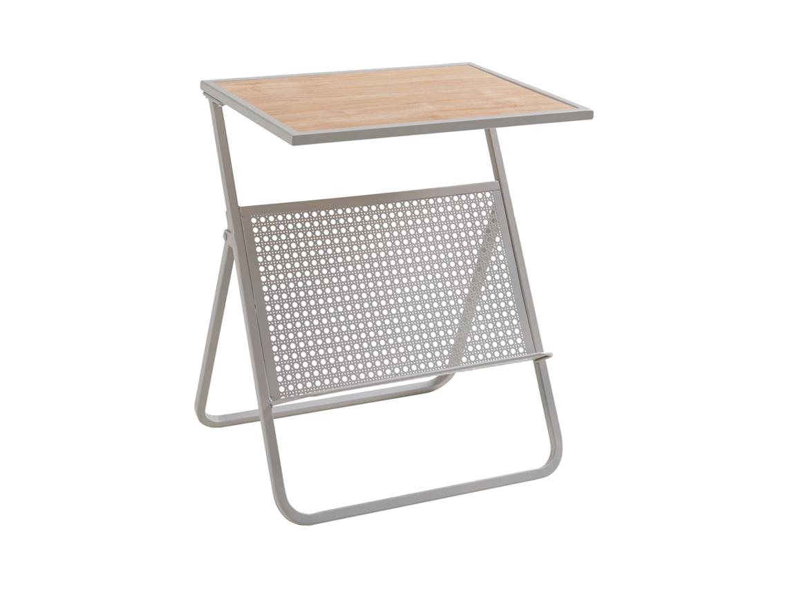 Mesa auxiliar con portaperiódicos Jäller 48x40x30 cm Aspecto beige/roble [EN.CASA]