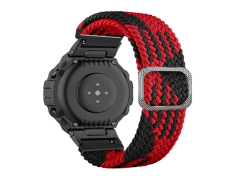 Correa de nailon flexible con hebilla ajustable para Huami Amazfit T-Rex/T-Rex Pro/Ares - negro/rojo
