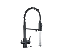 Grifo de cocina, acabado cromado, dos manijas, negro OEM