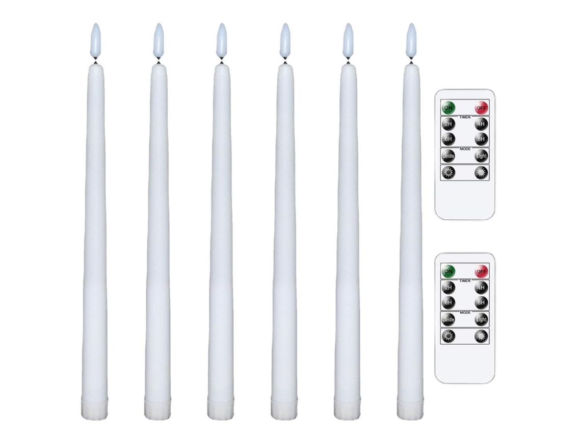 6 Velas Cônicas Led Sem Chama Cintilante Luz Quente Com 2 Controles Remotos Para Decoração Natal Casamento Ação De Graças