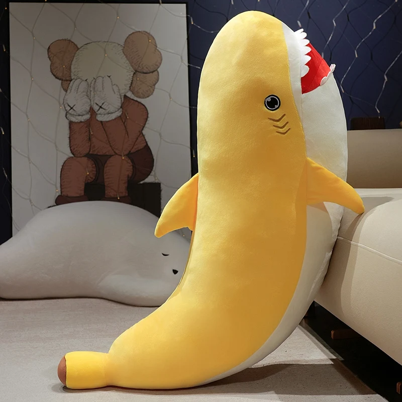 (amarillo, 60 Cm) Muñeco De Peluche De Tiburón Y Plátano De Dibujos Animados