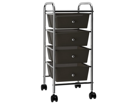 MAISON EXCLUSIVE Carrito de almacenaje portátil 4 cajones plástico negro