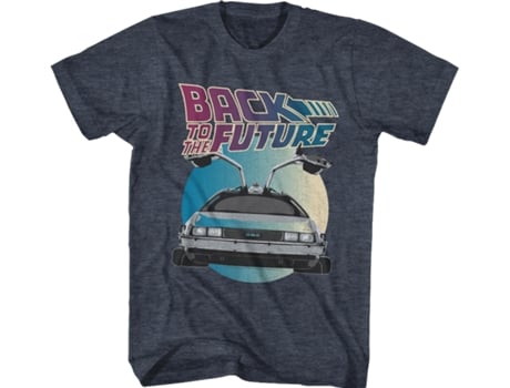Camiseta Unisexo DEEPSTONE DeLorean Circle Back To The Future Brezo azul marino (XXL)