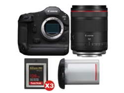 Canon EOS R1 + RF 50mm F/1.4 L VCM + 3 Sandisk 128GB Extreme Pro CFExpress Tipo B + Canon LP e19 + Libro electrónico “20 consejos para fotos impresionantes”