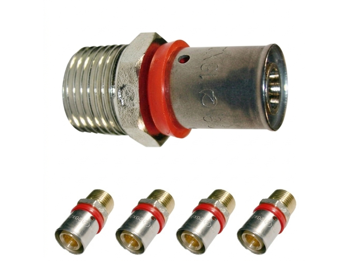 5 X Entroque Macho 3/4 Para Tubo Multicapa 32 Mm, Uso Con Maquina Prensadora, Gris