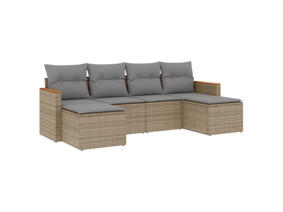 Maison Exclusive - Juego De Sofás Jardín Con Cojines Beige Mezcla 6 Pzas Ratán Pe