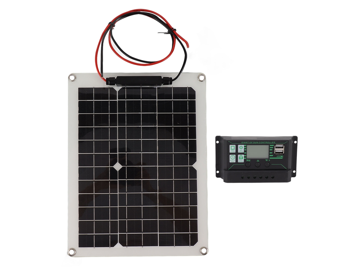 Kit de panel solar de 300 W, controlador de carga solar de alta eficiencia, 2 salidas USB para camping, autocaravanas y barcos.