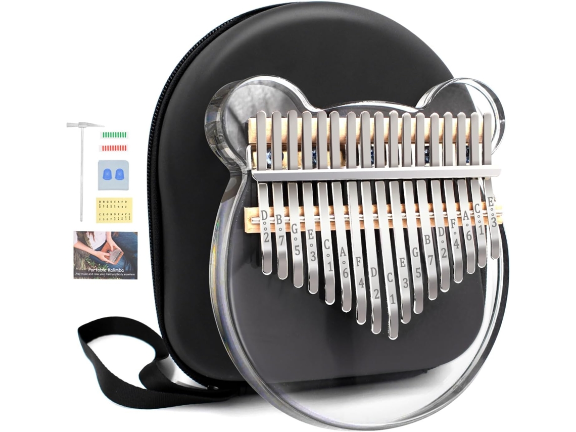 Piano de pulgar Kalimba de 17 teclas, piano de dedo de cristal acrílico transparente Siurn