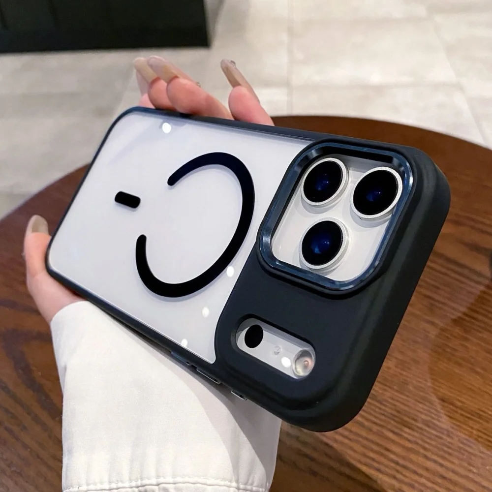 (negro, Iphone 16 Pro) Funda Rígida Transparente Para Teléfono Con Carga Inalámbrica Magnética Y Protección A Prueba De Golpes.