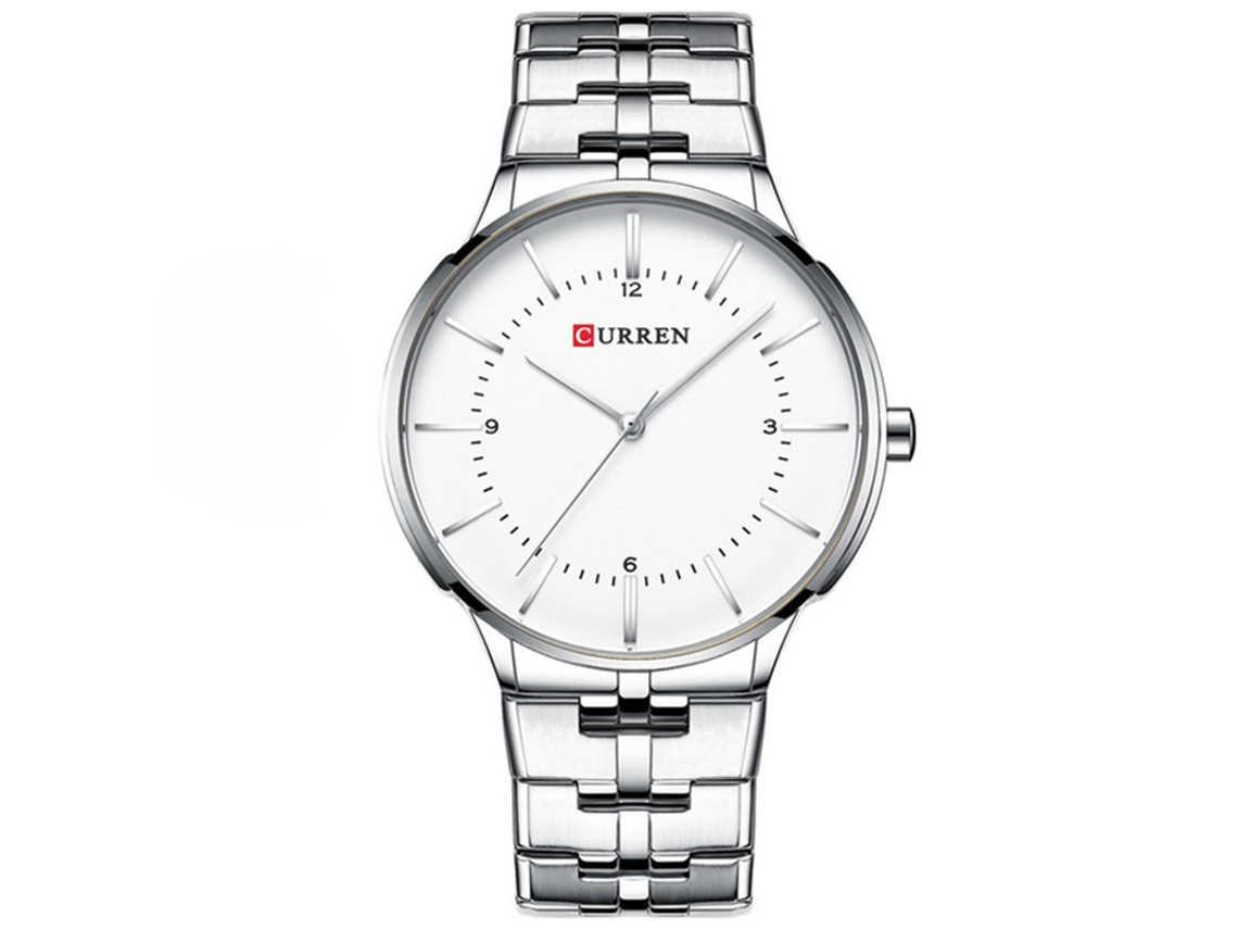Reloj De Cuarzo Resistente Al Agua (plateado Y Blanco), Estilo Delgado, Correa De Acero Inoxidable, Reloj De Negocios Elegante Para Hombre.