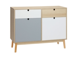 Aparador Para Salón Con 2 Armarios, 2 Cajones, Patas De Madera Multicolor, 100x40x79,5 Cm.