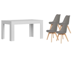 Pack Mesa Extensible de Comedor o Cocina Blanco 4 Sillas Nordic Gris SALDOSYSTOCKS