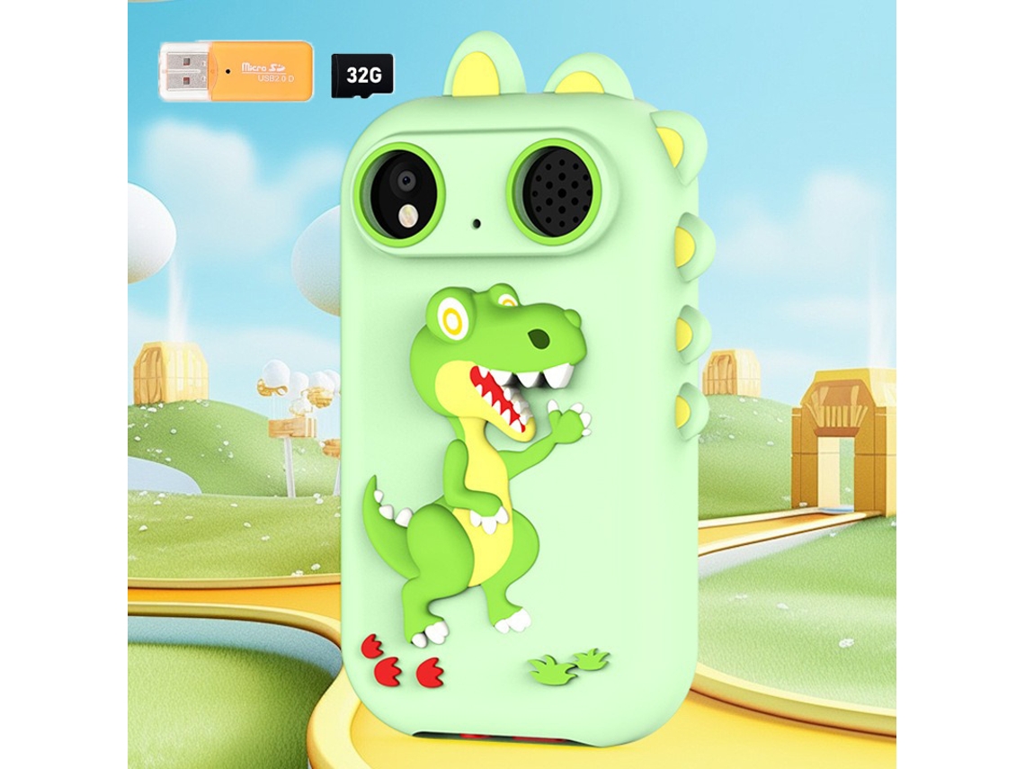 Cámara para niños con pantalla táctil de 2,8 pulgadas, tarjeta de memoria de 32 GB y lector de tarjetas Digitallab (verde)