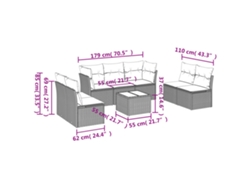 Conjunto de 8 sofás de jardín con cojines de mimbre sintético negro, Dkd Home Decor