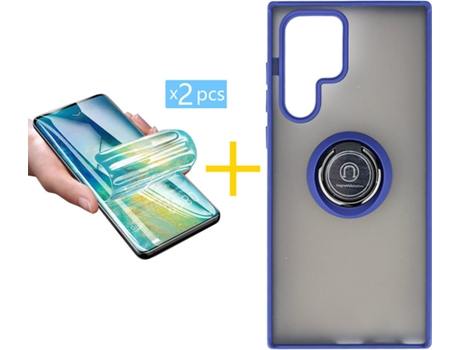 Carcasa + 2 Protectores de Pantalla para Samsung Galaxy S22 Ultra 5G ACCETEL Azul