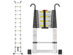 Escalera Telescópica De Aluminio Diy De 3,8 M Plegable Con Barra Estabilizadora, Carga Máxima 150 Kg