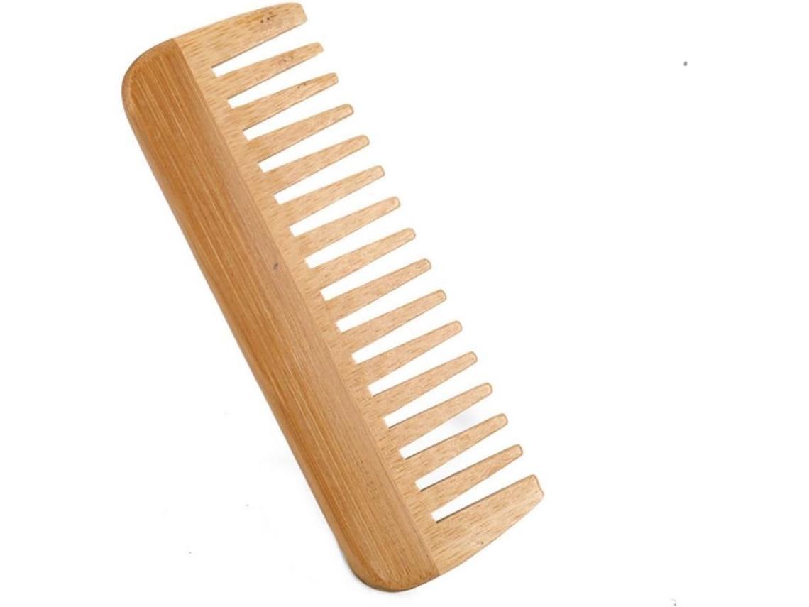 Peine De Bambú Antiestático De Dientes Anchos Para Cabello Largo Y Para Combatir La Caída Del Cabello.
