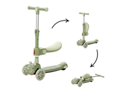 Patinete infantil Swiftie Green con asiento plegable y música de Lorelli