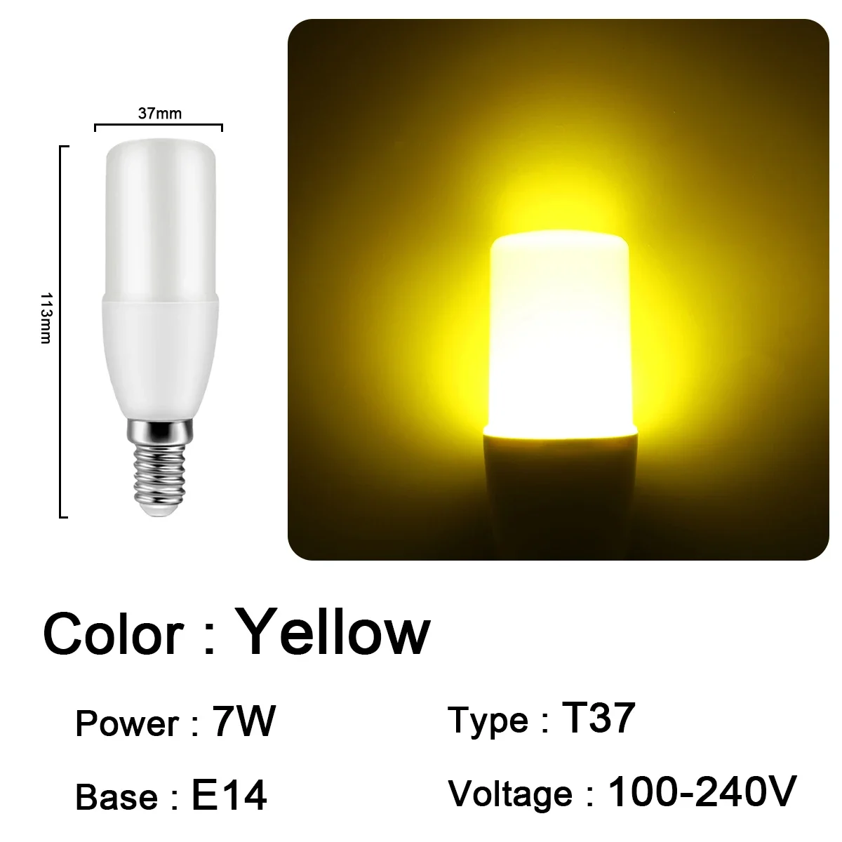 Bombillas Led (t37 E14 Amarillas, 20 Unidades), Ideales Para Festivales, Karaokes, Bares Y Escaparates.