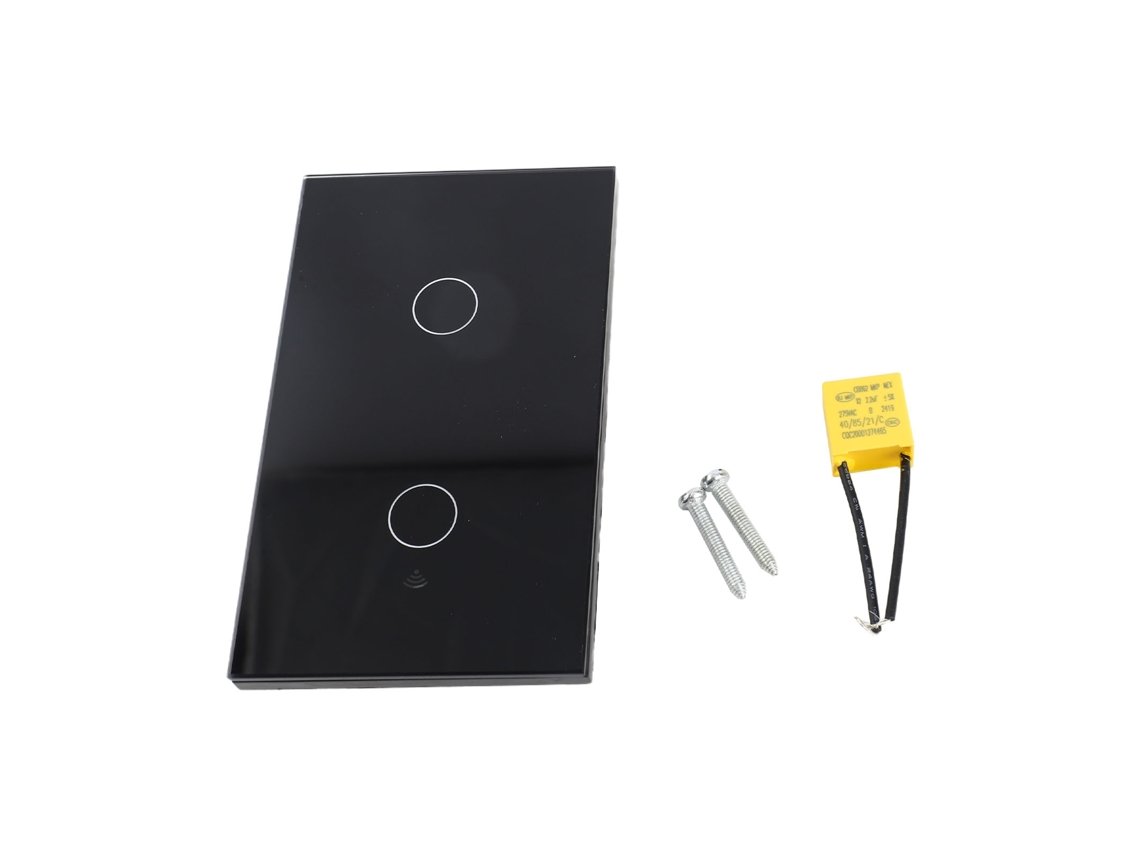 Rebe-panel Táctil Inteligente 2 Canales Para Tuya App, Control Remoto Por Teléfono, Voz Y Programación, Interruptor De Luz Negro Para Hogar
