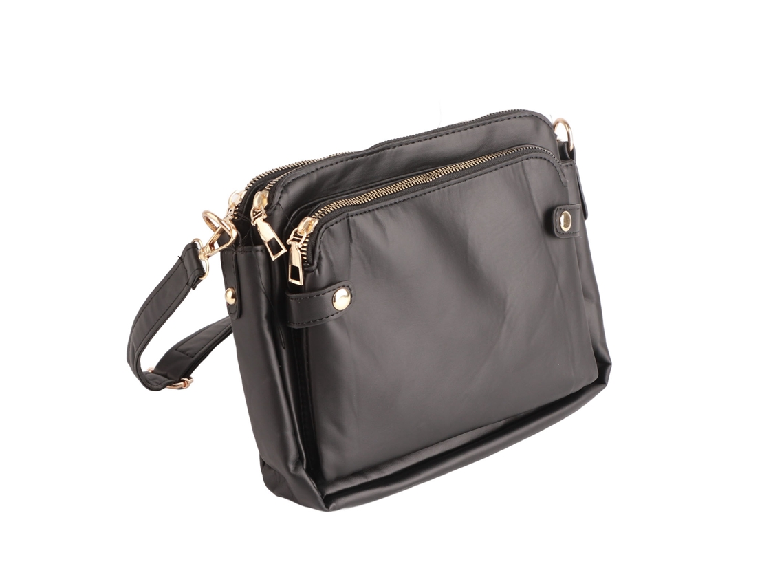 Elegante Bolso Bandolera De Tres Capas Para Mujer, De Piel Vegana.