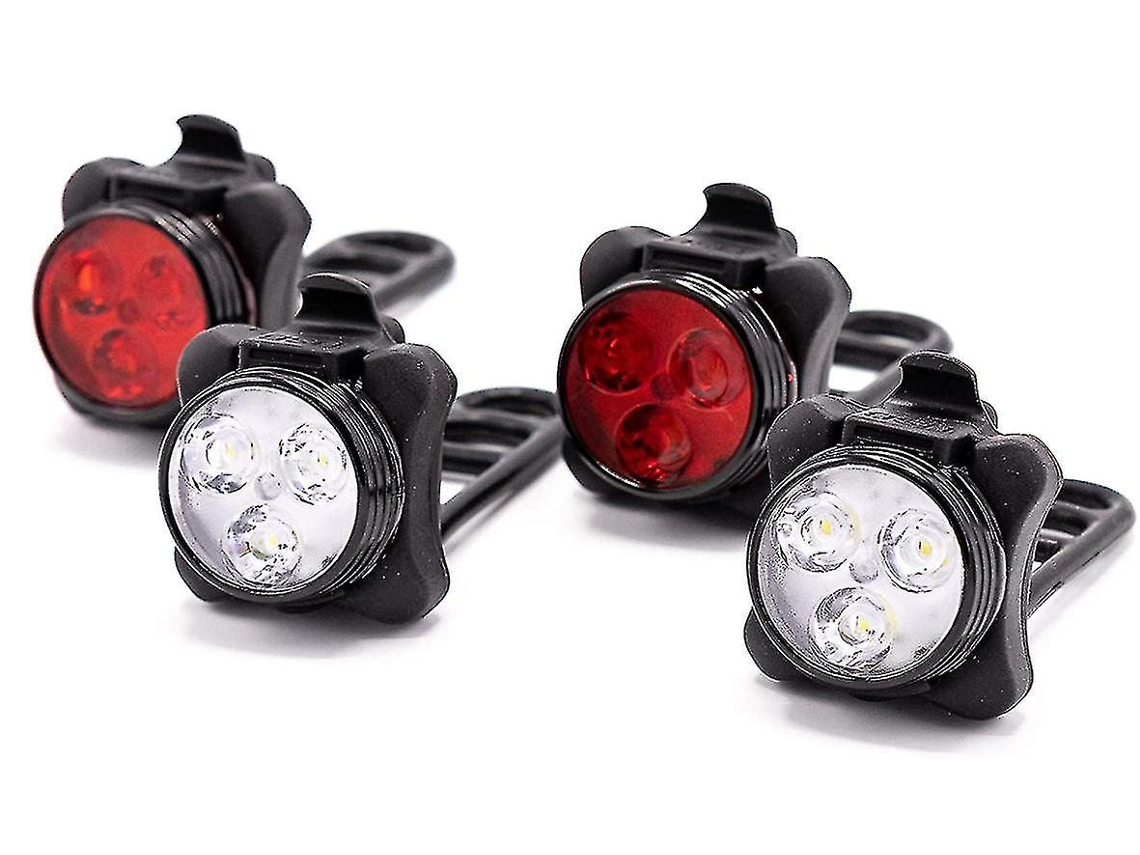 2 juegos de luces LED para bicicleta recargables por USB, 2 faros DES1451 (negro) YIZHOOD