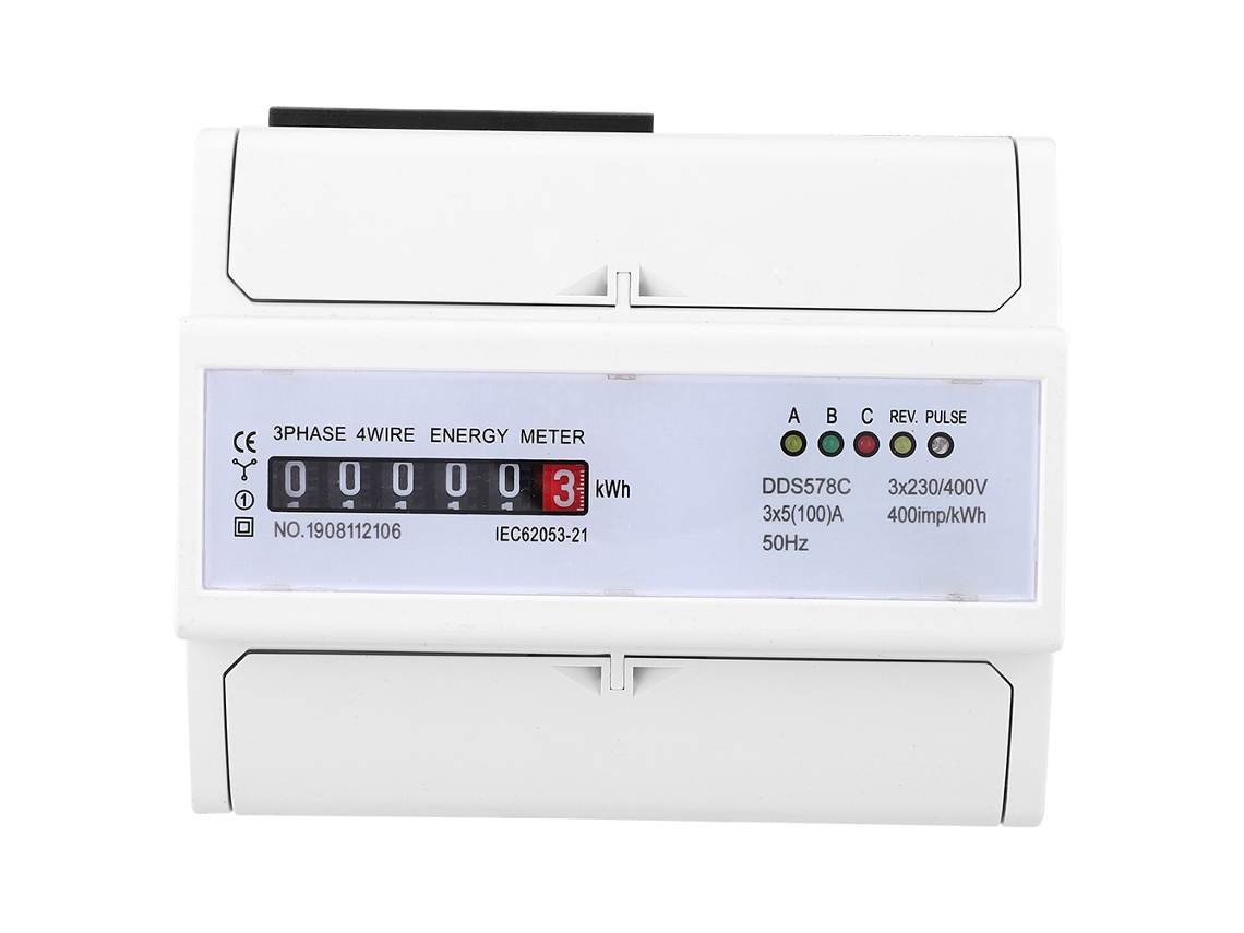 Contador De Energia Trifásico 4 Fios 380v Ac Medidor De Watt Contador De Pulso Din Rail Kwh