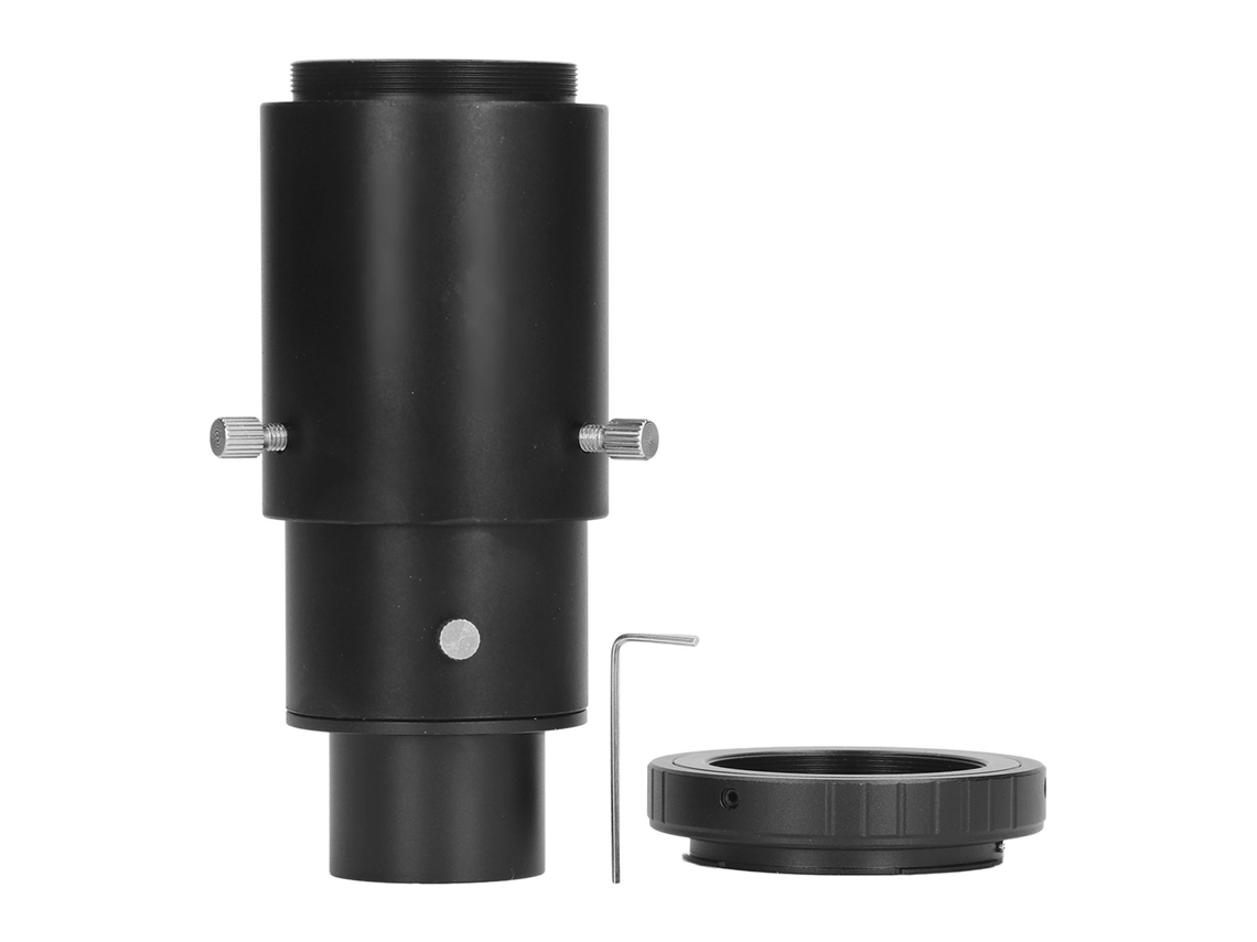 Tubo de extensión para telescopio con rosca M42, adaptador para cámara y anillo de montaje.