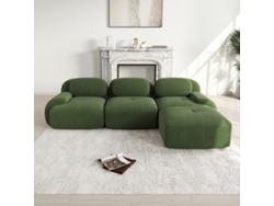 Sofá modular, sin montaje, ergonómico y apto para mascotas, terciopelo pana, verde, Mobrio