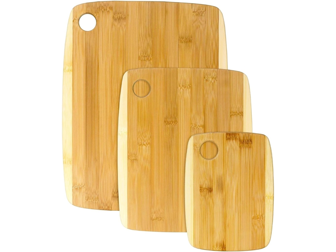 Set de 3 tablas para cortar alimentos de bambú, tabla de picar madera para cocinar Robusta y Resistente absorbe la humedad COSHANO