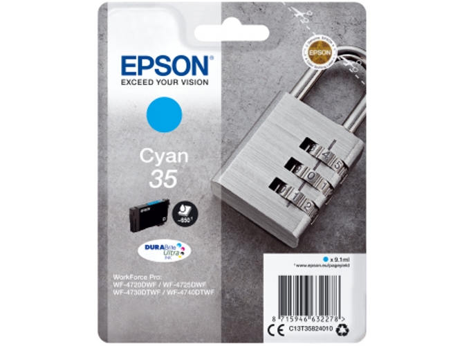 Cartucho de tinta original EPSON 35, Candado 9,1 ml , Cian, C13T35824010, T3582