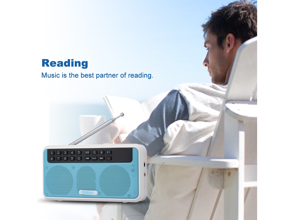 Alto-falante Mali Bluetooth portátil E500 com rádio FM, lanterna, tela LED, 6W