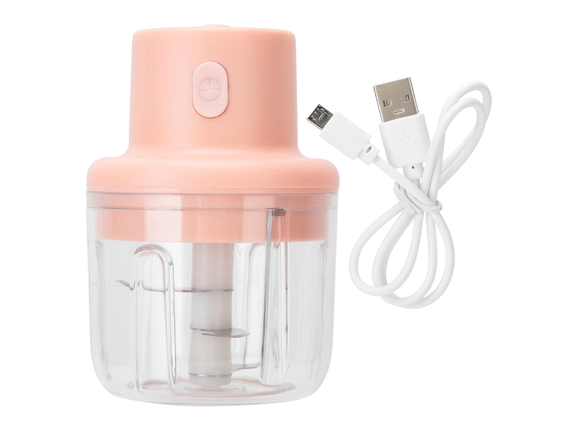 Picadora de carne eléctrica rosa de 250 ml, mini picadora de alimentos USB