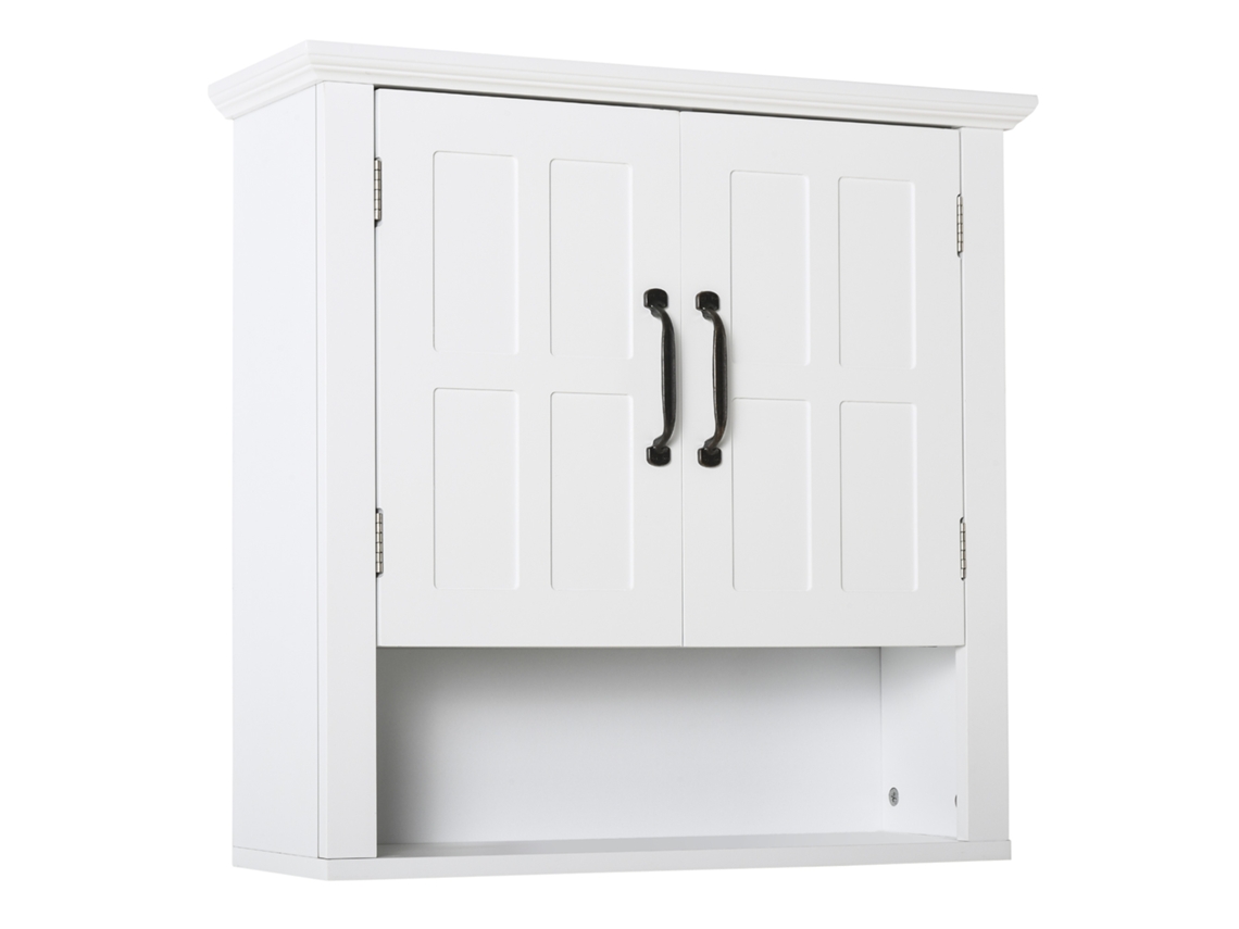 Mueble De Pared Para Baño Con 2 Puertas Y Estante Para Inodoro, Blanco, 60x19x58