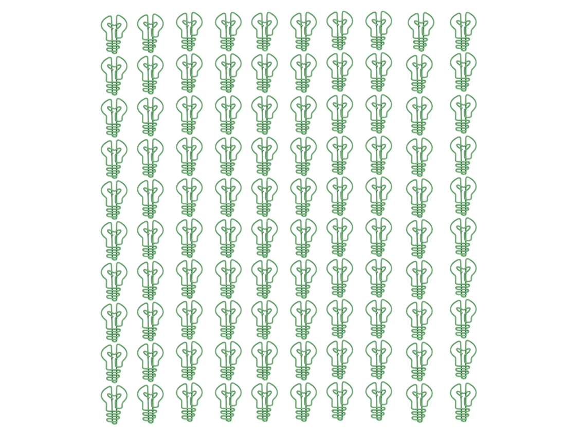 100 Clips De Papel Pequeños Y Bonitos Con Forma De Bombilla De Metal Para Oficina - Verde