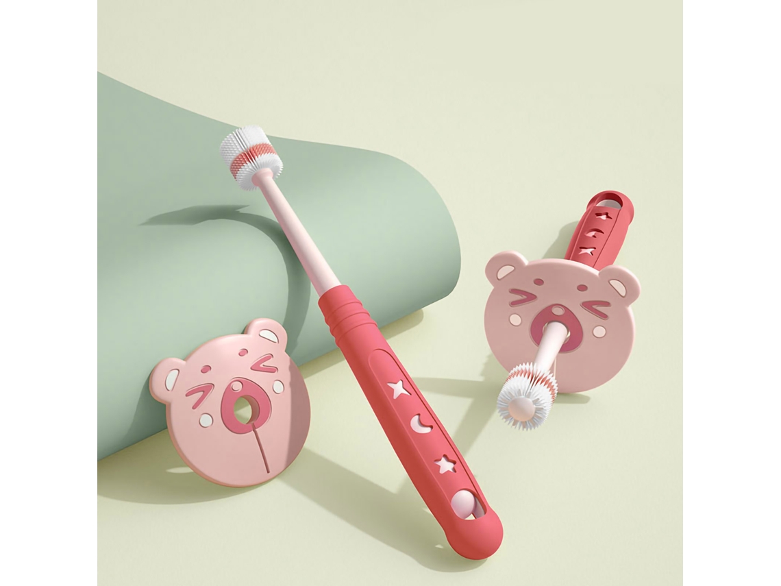 Cepillo De Dientes Infantil 360° Con Cerdas Suaves, Nano Plástico, Para Bebés, Niños Pequeños Y Niños - Rojo