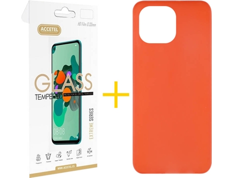 Kit Funda + Protector de Pantalla Apple iPhone 13 Pro Max ACCETEL Liso 4 Rojo