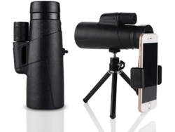 Monocular HD 12x50 con soporte para smartphone y trípode, prisma Bak4 de alta potencia, resistente al agua, Yizhood (negro)