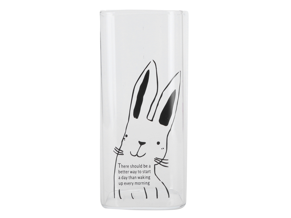 Taza de cristal con diseño de leche, 400 ml, estampado de conejo, para café y té.