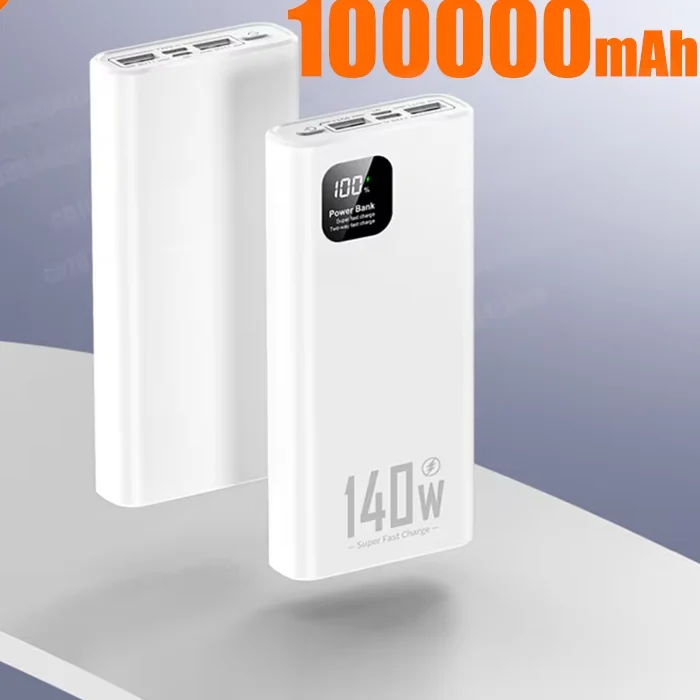 (blanco - 100000 Mah) Banco De Energía De Alta Capacidad De 140 W, Admite Carga Súper Rápida Pd 22,5 W.