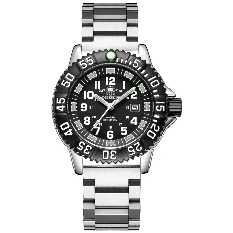 Reloj casual para hombre MDUG con fecha, resistencia al agua de 50 metros y manecillas luminosas.