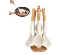 Juego de utensilios de cocina de silicona con espátulas resistentes al calor, antiadherentes y aptas para lavavajillas.