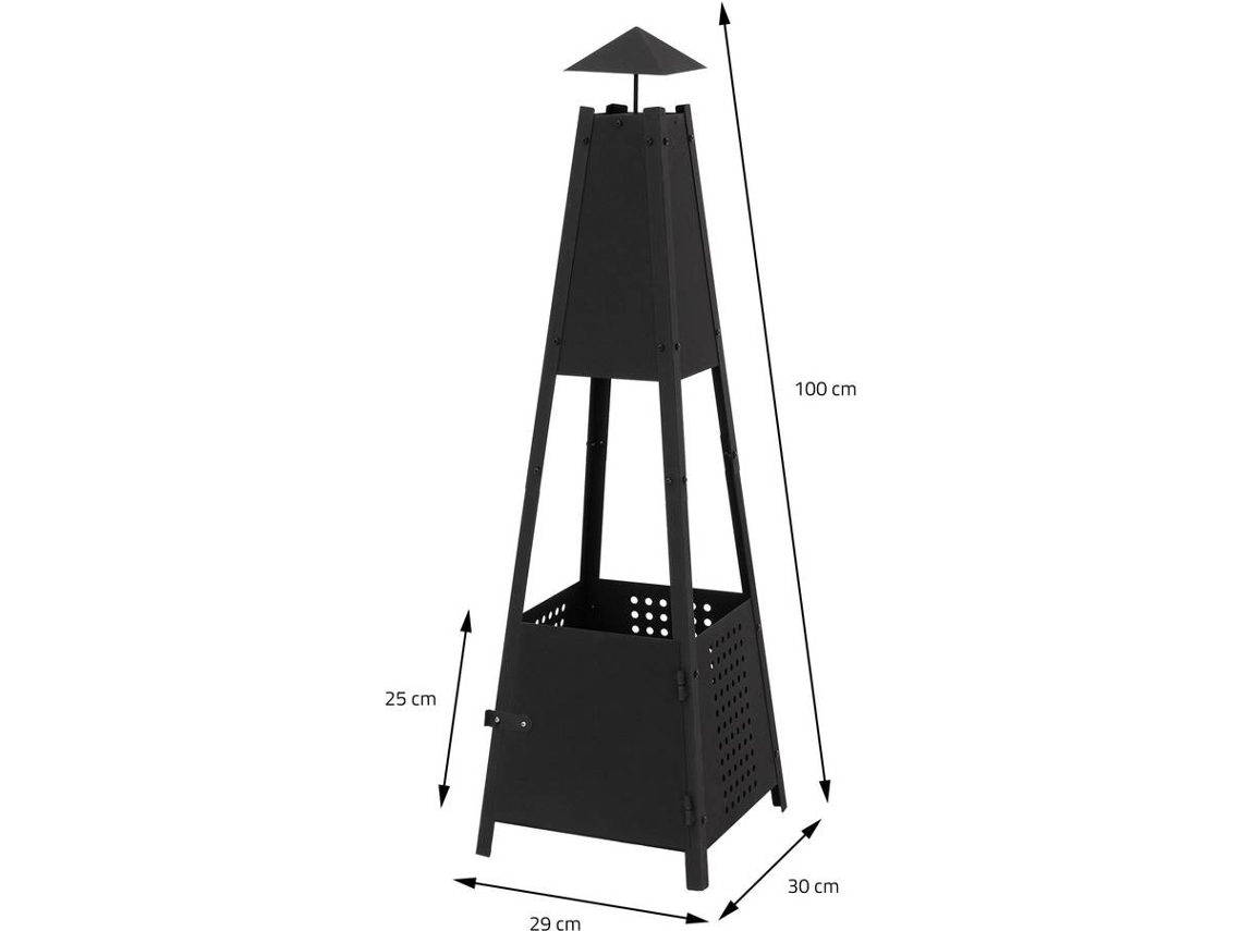 Chimenea de Exterior ML-DESIGN Pyramid Garden (Negro - Hierro - 29x100x30 cm)